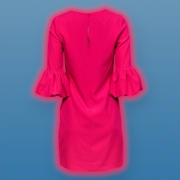 Milly ‘Mandy’ V-Neck 3/4-Length Sleeve Mini Dress in “Raspberry” Hot Pink Size 8 - Picture 2 of 16